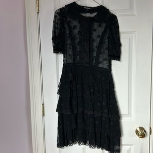 Betsey Johnson vintage tiered ruffles lace dress with slip, size 6